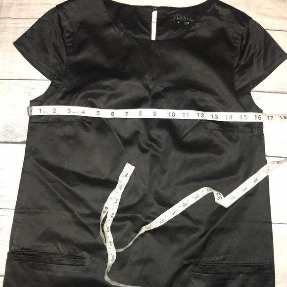 Theory Maryanka Black Shift Dress Cap Sleeves - Picture 5 of 8